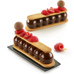 Kit Truffle Eclair 75 Stampo in silicone 8 Strisce Eclair 130 x 31 e h 28 mm + cutter da Silikomart