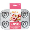 Plateau o Teglia 6 Ciambelle Cuore diametro 7,5 cm in acciaio antiaderente da Decora Plateau o Teglia 6 Ciambelle Cuore diametro 7,5 cm in acciaio antiaderente da Decora