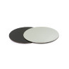 Disco sotto-torta tondo accoppiato nero e argentato, in cartone sottile e rigido diametro da 24 cm, altezza 3 mm Disco sotto-torta tondo accoppiato nero e argentato, in cartone sottile e rigido diametro da 24 cm, altezza 3 mm