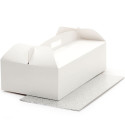 Kit scatola torta rettangolare con manico e sottotorta argento 36x21xh12 cm