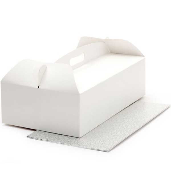 Da 16 a 36 cm Kit scatola torta rettangolare con manico e sotto-torta argento altezza 12 cm da Decora