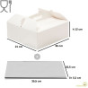Kit scatola per torta rettangolare con manico e sottotorta argento 36 cm x 21 cm altezza 12 cm