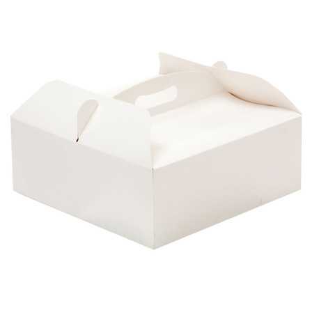 Scatola quadrata per torta con manico in cartoncino bianco