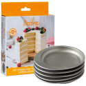 Set 5 stampi Tondi in metallo antiaderente 15 cm h 3,5 cm Decora