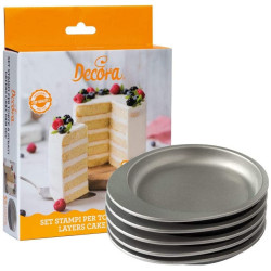 Set 5 stampi Tondi in Alluminio Anodizzato teglie professionali da 35 cm di Decora per torte a strati