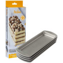 Set 4 stampi Rettangolari in Alluminio Anodizzato teglie professionali da 24,5 cm x 10,5 cm h 2 cm di Decora per torte a strati