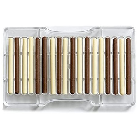 Sigaro di cioccolato Decora: stampo policarbonato 18 barrette da 8,5xh5,5 cm
