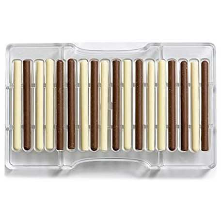 Stampo Sigaro di cioccolato 18 barrette da 9 cm in policarbonato da Decora Stampo Sigaro di cioccolato 18 barrette da 9 cm in policarbonato da Decora