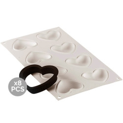 Kit Mini Tarte Petit Amour o Mini torte Amore stampo in silicone per 8 tortine a cuore da Silikomart