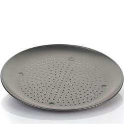 Teglia tonda per pizza, forata antiaderente, diametro 34,5 cm ed altezza 2 cm