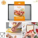 Forma Crostata Rettangolare Fondo Mobile 32 cm x 22 cm h 3,5 cm in acciaio alta qualità da Decora