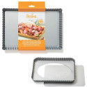 Forma Crostata Rettangolare Fondo Mobile 32 cm x 22 cm h 3,5 cm in acciaio alta qualità da Decora