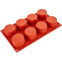Cylinders SF028 Silikomart: stampo in silicone 8 monoporzioni a cilindro diametro 6 cm, altezza 3,5 cm