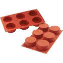 Cylinders SF127 Silikomart: stampo in silicone 6 monoporzioni a cilindro diametro 7 cm, altezza 3,5 cm