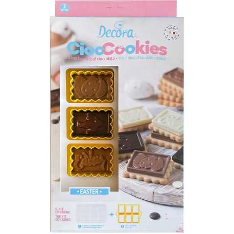 Set CiocCookies Pasqua: tagliapasta in plastica per gallette e Stampo Termoformato per placchette di Cioccolato da Decora