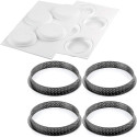 Kit Tarte Ring Round 4 Anelli microforati di 10 cm e Stampo in Silicone da Silikomart per Crostate Tonde