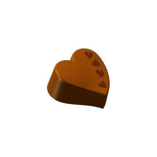 Stampo cioccolato cuore con decoro 4 cuoricini in policarbonato