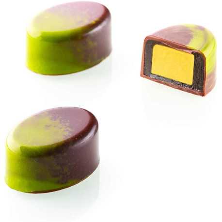 CH014 Kit Ovale 01: Stampo Tritan Forma ovale 24 Cioccolatini + Stampo Silicone per inserti da Silikomart