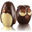 Gufo Alfie e Pinguino Alfred kit 4 stampi termoformati soggetti di cioccolato 3D