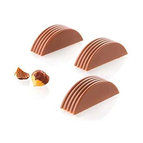 CH004 Riga P: Stampo in Tritan per 24 Praline di Cioccolato con decoro a righe da Silikomart