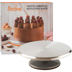 Piatto Girevole antiscivolo di diametro 31 cm ed altezza 9,5 cm in alluminio per torte da Decora