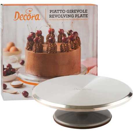 Piatto Girevole antiscivolo di diametro 31 cm ed altezza 9,5 cm in alluminio per torte da Decora