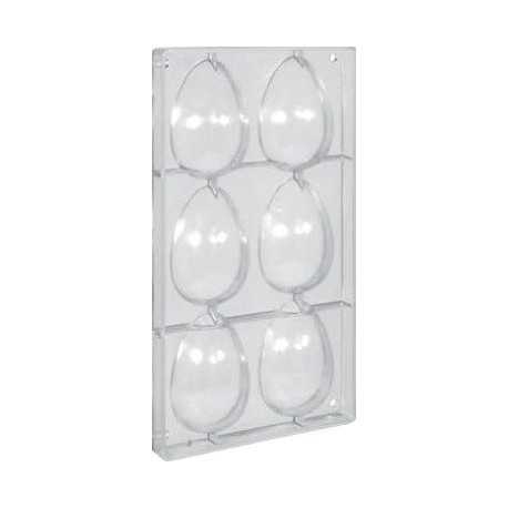 Stampo uova 70 g, in policarbonato con 6 impronte di altezza 105 mm e larghezza 70 mm Stampo uova 70 g, in policarbonato con 6 impronte di altezza 105 mm e larghezza 70 mm
