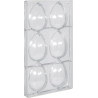 Stampo uova 70 g, in policarbonato con 6 impronte di altezza 105 mm e larghezza 70 mm Stampo uova 70 g, in policarbonato con 6 impronte di altezza 105 mm e larghezza 70 mm