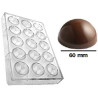 Stampo sfera cioccolato monoporzione di diametro 60 mm peso 35 g in policarbonato Stampo sfera cioccolato monoporzione di diametro 60 mm peso 35 g in policarbonato