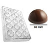 Stampo sfera cioccolato monoporzione di diametro 60 mm peso 35 g in policarbonato