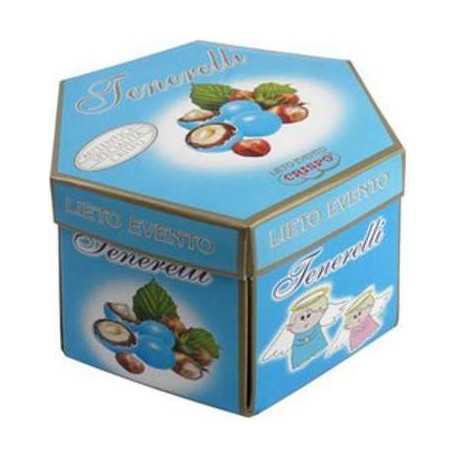 Tenerelli Lieto Evento Celeste Crispo confetti incartati singolarmente in astuccio da 500 g Tenerelli Lieto Evento Celeste Crispo confetti incartati singolarmente in astuccio da 500 g
