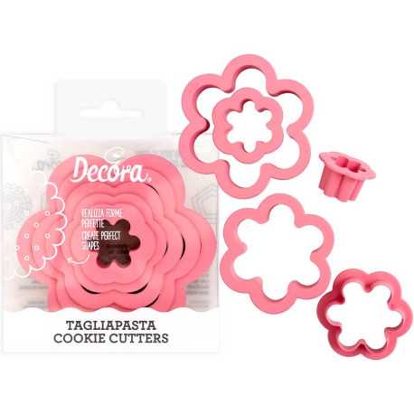 Set 6 Cutter Tagliabiscotti fiore in plastica per alimenti da 1,5 cm a 8 cm da Decora