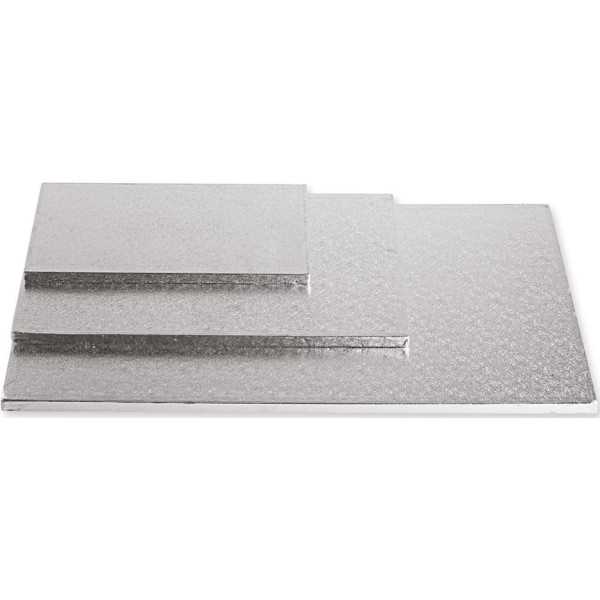 Da 20 a 35 cm Vassoio sottotorta rettangolare rigido color argento alto 1,2 cm da Decora