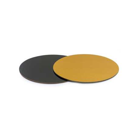 Disco sotto-torta accoppiato oro e nero tondo diametro 24 cm ed altezza 0,30 cm da Decora Disco sotto-torta accoppiato oro e nero tondo diametro 24 cm ed altezza 0,30 cm da Decora