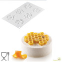Stampo Miel 18 in silicone bianco per 6 forme o decori ad alveoli esagonali di 7,5 cm da Silikomart