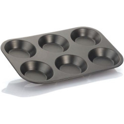 Vespa Plateau a 6 formine Lisce (Ø8,5×H2cm) – Teglia in Alluminio Antiaderente per Tortine, Tartellette o Mini-Cake