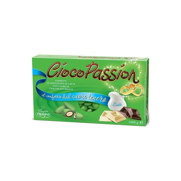 Ciocopassion verde Crispo: 1kg di confetti verdi speciali per fidanzamento o promessa di matrimonio