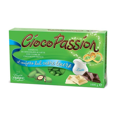 Ciocopassion verde Crispo: 1kg di confetti verdi speciali per fidanzamento o promessa di matrimonio