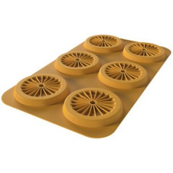Stampo Piatto 80 pe 6 piatti in silicone giallo da Silikomart Linea Naturae