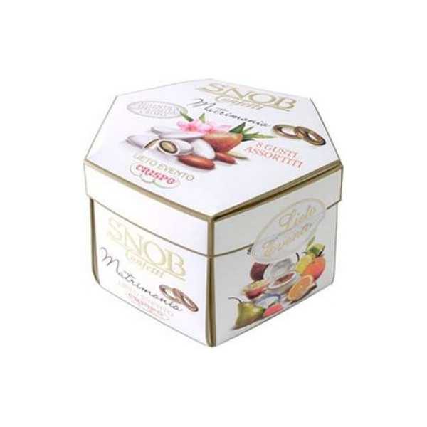 Snob Lieto Evento Matrimonio Crispo confetti bianchi incartati singolarmente in astuccio da 500 g