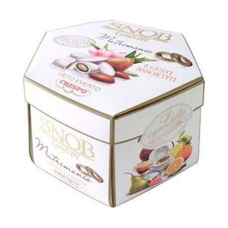 Snob Lieto Evento Matrimonio Crispo confetti bianchi incartati singolarmente in astuccio da 500 g