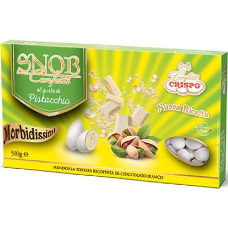 Snob al pistacchio Crispo: confetti cioco-mandorla bianchi, da 500 g, al gusto frutta Snob al pistacchio Crispo: confetti cioco-mandorla bianchi, da 500 g, al gusto frutta