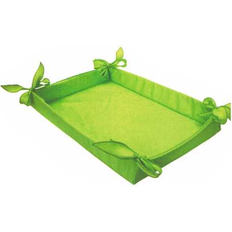 Cesto porta bomboniere in tessuto verde di dimensioni 36 cm x 27 cm