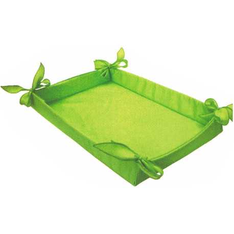 Cesto per confezioni regalo o come porta bomboniere in tessuto verde di dimensioni 36x27xh6 cm Cesto per confezioni regalo o come porta bomboniere in tessuto verde di dimensioni 36x27xh6 cm