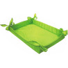 Cesto per confezioni regalo o come porta bomboniere in tessuto verde di dimensioni 36x27xh6 cm Cesto per confezioni regalo o come porta bomboniere in tessuto verde di dimensioni 36x27xh6 cm