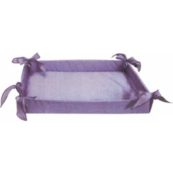 Cesto per confezioni regalo o come porta bomboniere in tessuto lilla di dimensioni 36x27xh6 cm