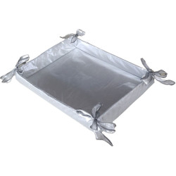 Cesto in tessuto color argento di dimensioni 36 cm x 27 cm ideale porta bomboniere o regalo