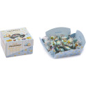 Dolce Arrivo Maxtris Mix Frutta Azzurro, in vassoio da 500 g. Ciocomandorla azzurri, incartati singolarmente