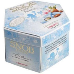 Astuccio Lieto Evento Snob Celeste, 500 g di confetti con mandorla tostata e cioccolato bianco incartati singolarmente da Crispo