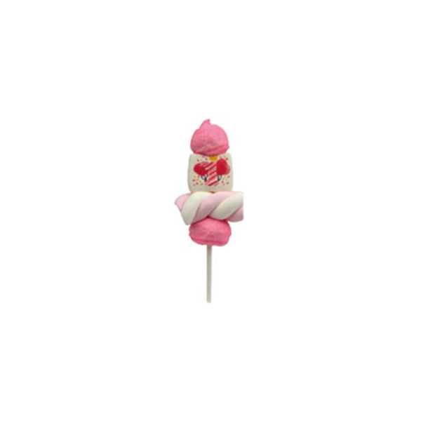 Mini Spiedini "1° Compleanno Rosa" di Marshmallow  con colori e stampa 1° compleanno rosa